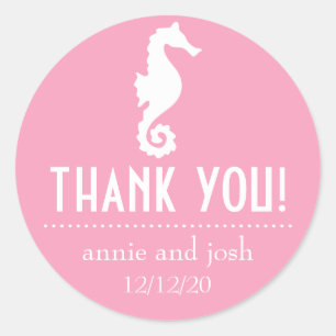 Seahorse Thank You Labels (Pink)