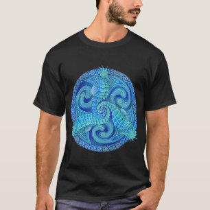 Seahorse Triskele Blue Celtic Mandala T-Shirt