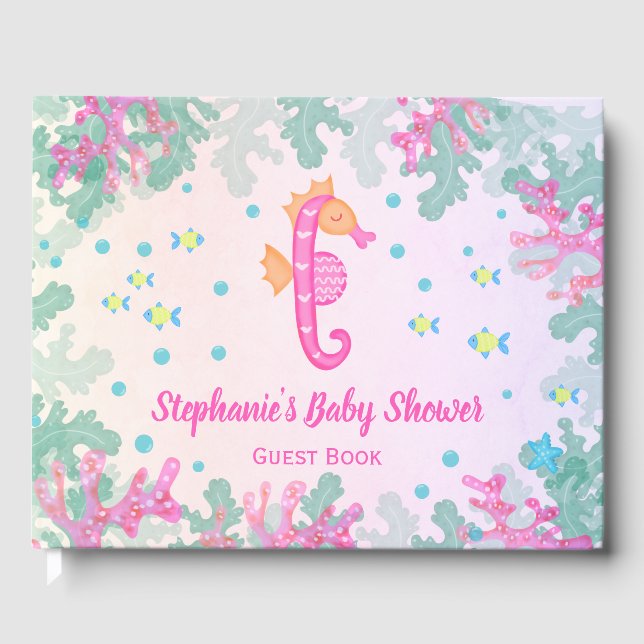 Seahorse Under The Sea Baby Shower Guest Book (Front)