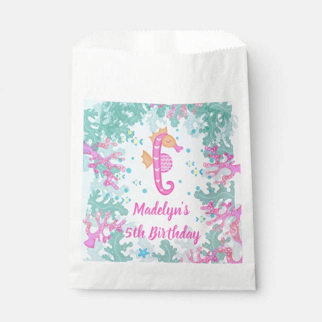 Seahorse Under The Sea Birthday Favour Bag (Front)