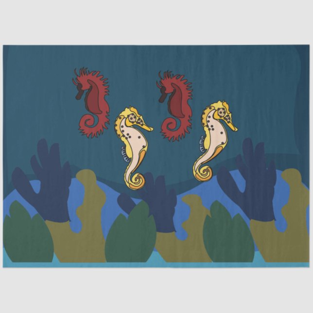 Seahorse Under The Sea Seaside Birthday Tissue Paper (Front)