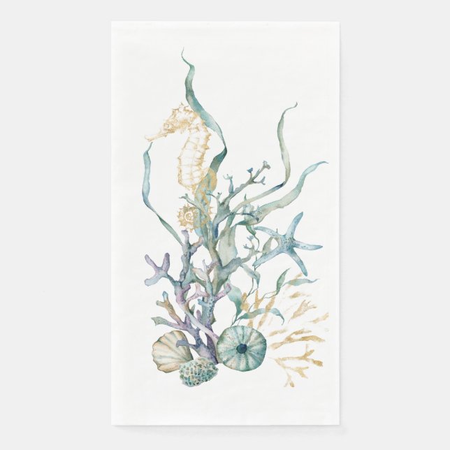 Seahorse Under the Sea Watercolor Napkin (Front)