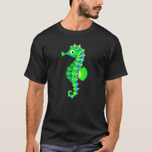 Seahorse Underwater Creature Deep Blue Sea Coral R T-Shirt