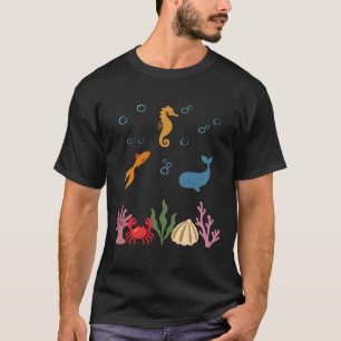 Seahorse Underwater Kids Goldfish Whale T-Shirt