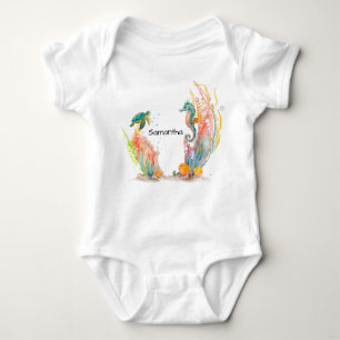 Seahorse Underwater Personalised  Baby Bodysuit