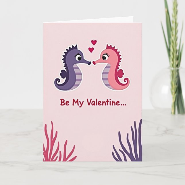 Seahorse Valentine Love Story Card (Front)