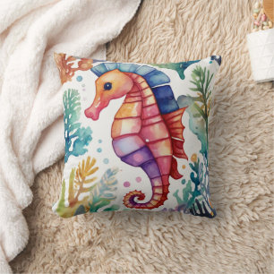 Seahorse Watercolor Print  Cushion
