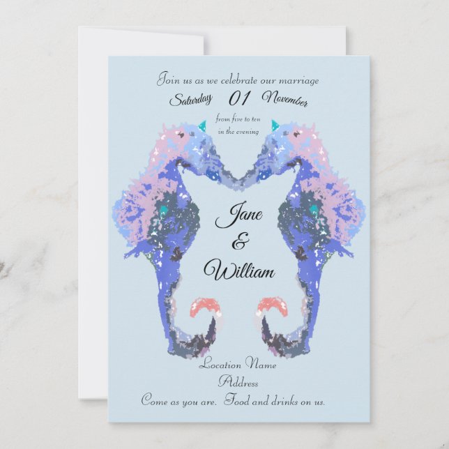 Seahorse Wedding Invitation (Front)