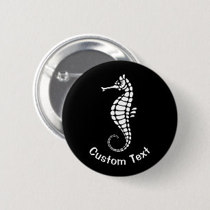 Seahorse White 6 Cm Round Badge