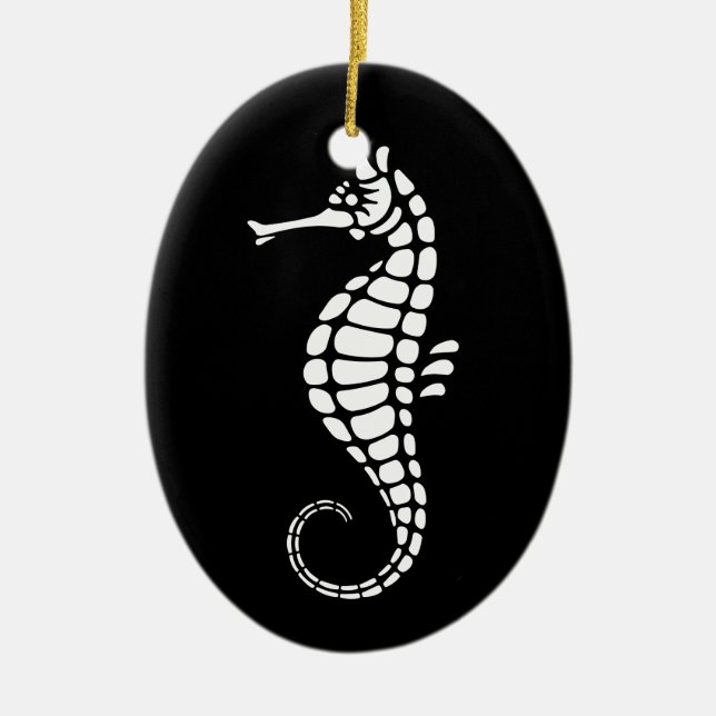 Seahorse White Ceramic Ornament (Front)