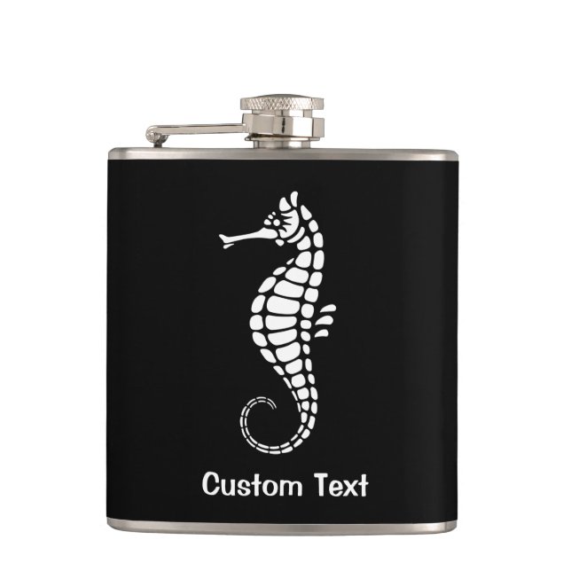Seahorse White Hip Flask (Front)
