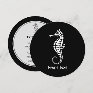 Seahorse White Invitation