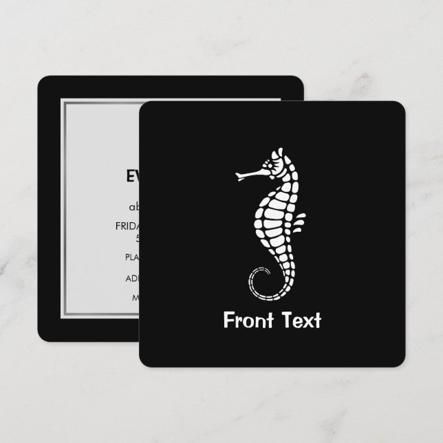 Seahorse White Invitation (Front/Back)