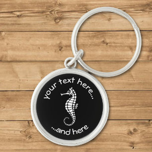 Seahorse White Key Ring