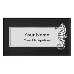 Seahorse White Name Tag
