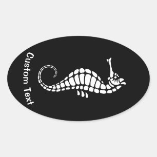 Seahorse White Oval Sticker