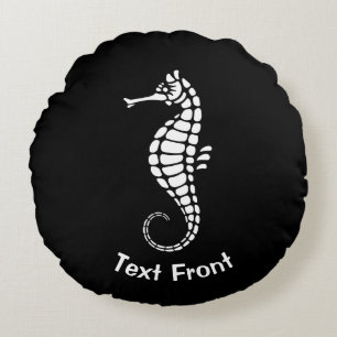 Seahorse White Round Cushion