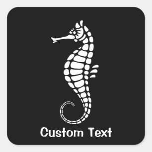 Seahorse White Square Sticker