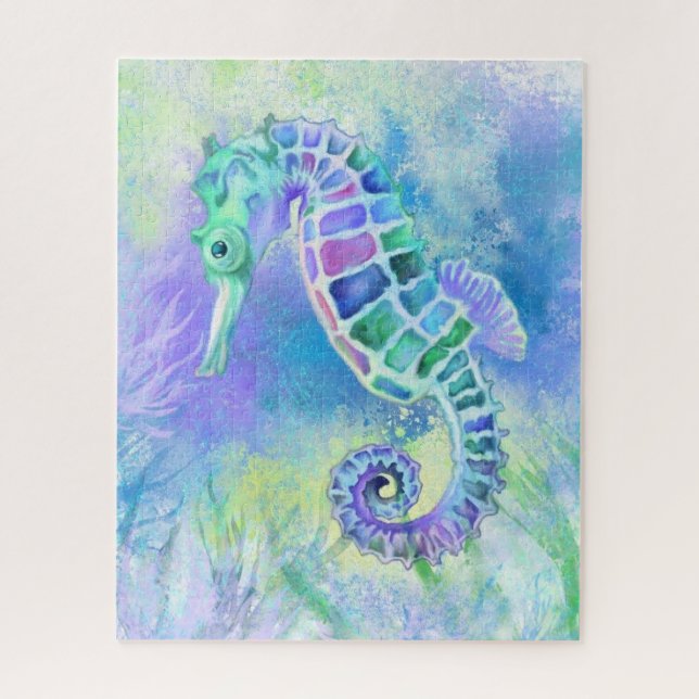Seahorse -  Wonderful Underwater Life - Drawing - Jigsaw Puzzle (Vertical)