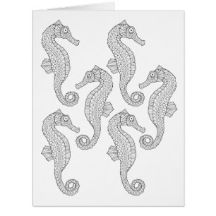 Seahorses Adult Colouring Big Card