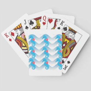 Seahorses And Blue Waves Pattern Playing Cards