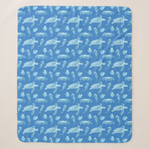 Seahorses and Sea Turtles Sherpa Blanket