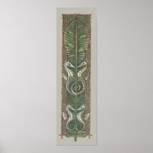 Seahorses and Seaweed, Vintage Art Nouveau Poster