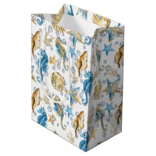 Seahorses and Starfish In Bubbles Medium Gift Bag