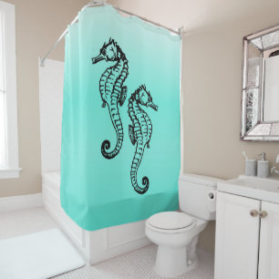 Seahorses Aqua Shower Curtain