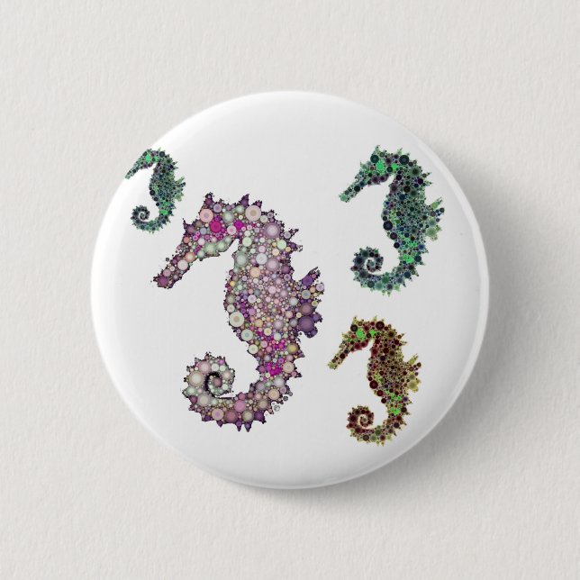 Seahorses Art by LeahG 6 Cm Round Badge (Front)