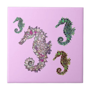 Seahorses Art by LeahG Ceramic Tile