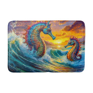 Seahorses At Sunset Design By Rich AMeN Gill Bath Mat
