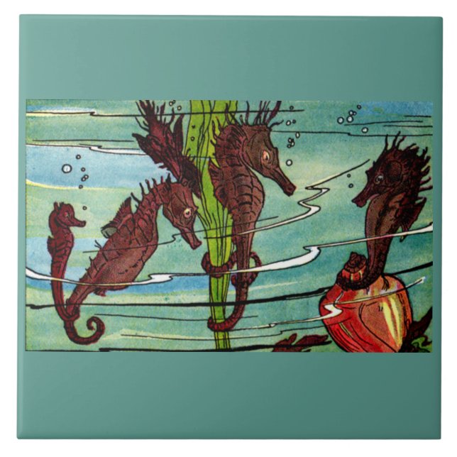 seahorses ceramic tile (Front)