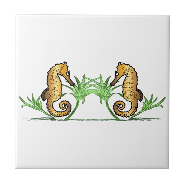 Seahorses Ceramic Tile (Front)