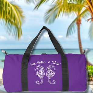 Seahorses-Fisherman Core-Hawaiian-Purple Duffle Bag