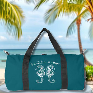 Seahorses-Fisherman Core-Hawaiian-Teal Duffle Bag