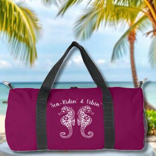 Seahorses-Fisherman Core-Hawaiian-Wine Duffle Bag