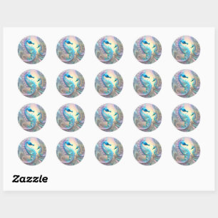Seahorses Fractal Art, Classic Round Sticker