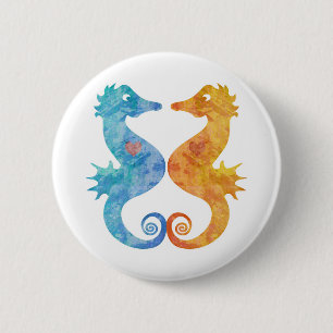 Seahorses in Love 6 Cm Round Badge
