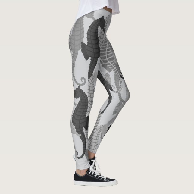Seahorses in Shades of Grey - Leggings (Right)