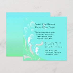Seahorses Modern Wedding Invitation