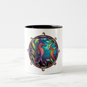 Seahorses Orange-Purple Two-Tone Coffee Mug