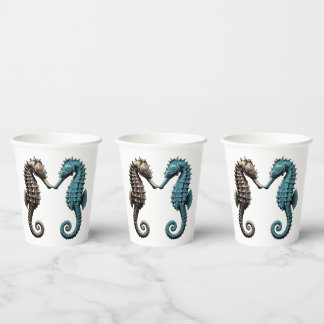 Seahorses paper cups