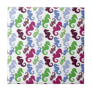 Seahorses Pattern Nautical Beach Theme Gifts Ceramic Tile