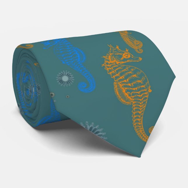 Seahorses Pattern Tie (Rolled)