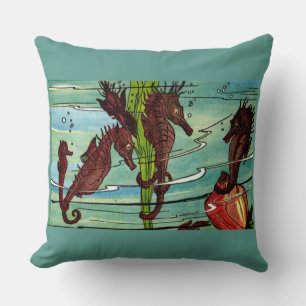 seahorses print cushion