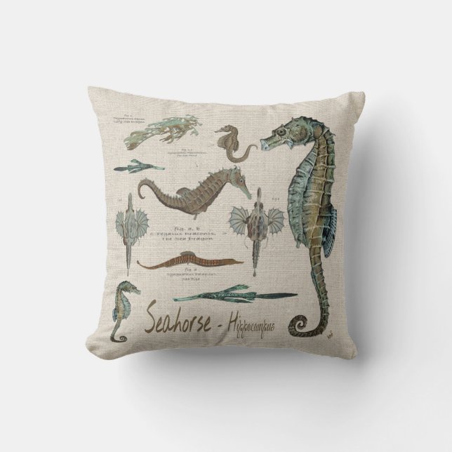 Seahorses, Sea dragons, and Sea pipes Cushion (Front)