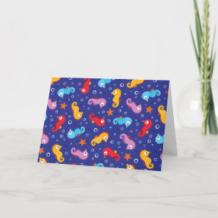Seahorses Seamless Pattern Card