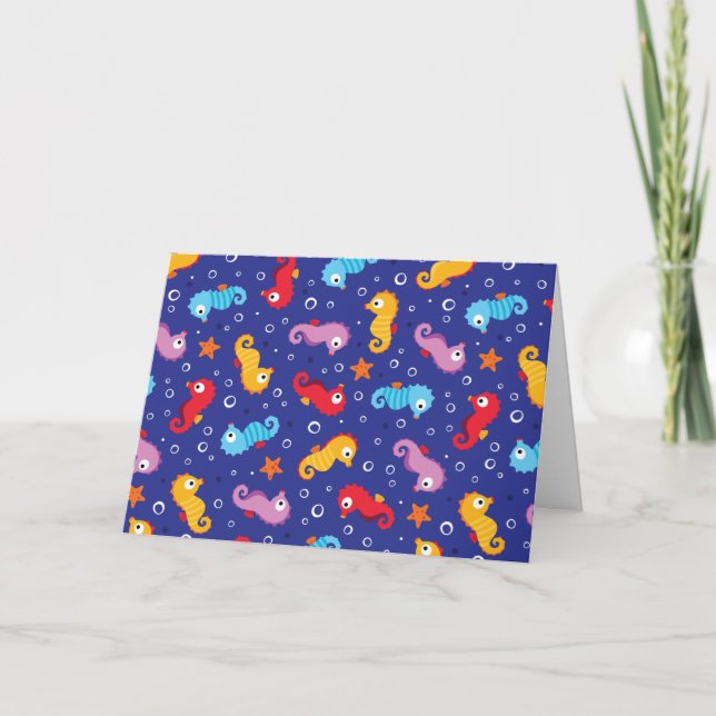 Seahorses Seamless Pattern Card (Front)