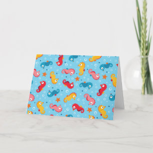Seahorses Seamless Pattern Card
